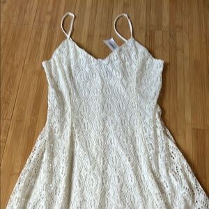 Aqua White Lace Mini Dress